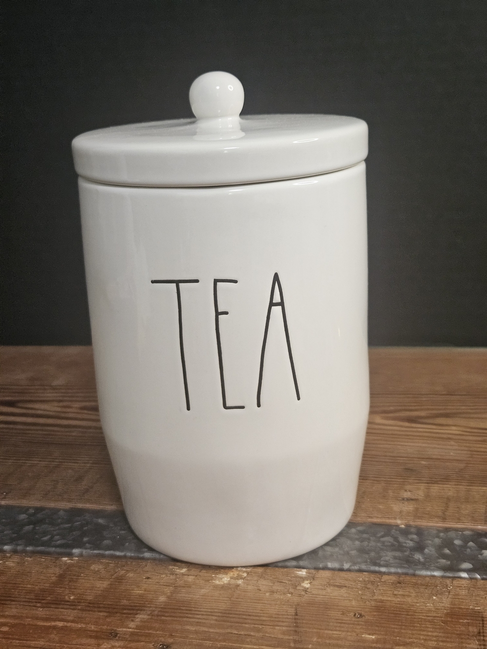 Rae Dunn White Ceramic Tea Canister with Lid - Classic Kitchen Storage